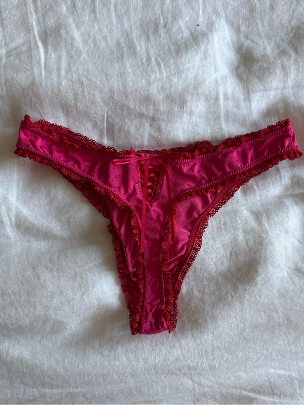 Vintage 2005 VS Sexy Little Things Polka Dot Thong in Hot Pink